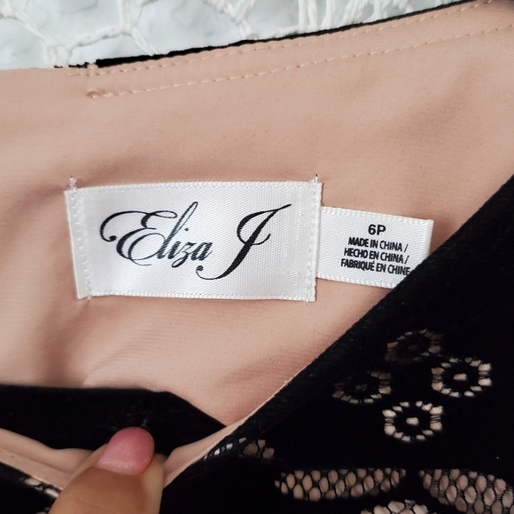 Eliza J. Black Velvet Burnout Sheath Dress Size 6P - Picture 9 of 9